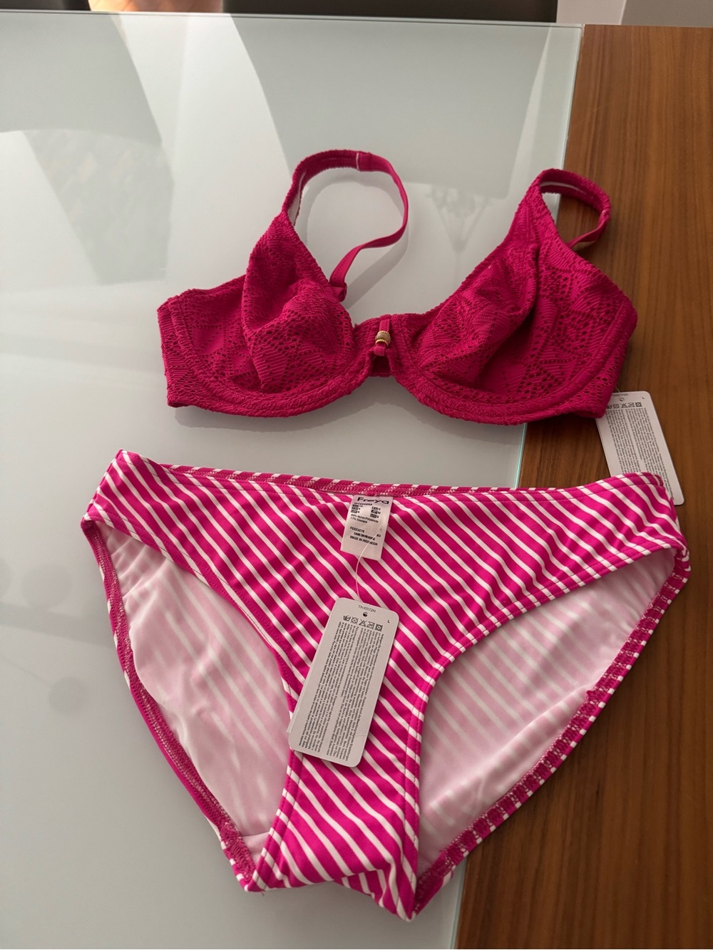 Freya Hot Pink Lace Underwire Bikini Set